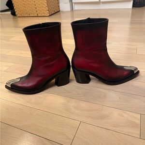 Stylish Red and Black Ankle Boots